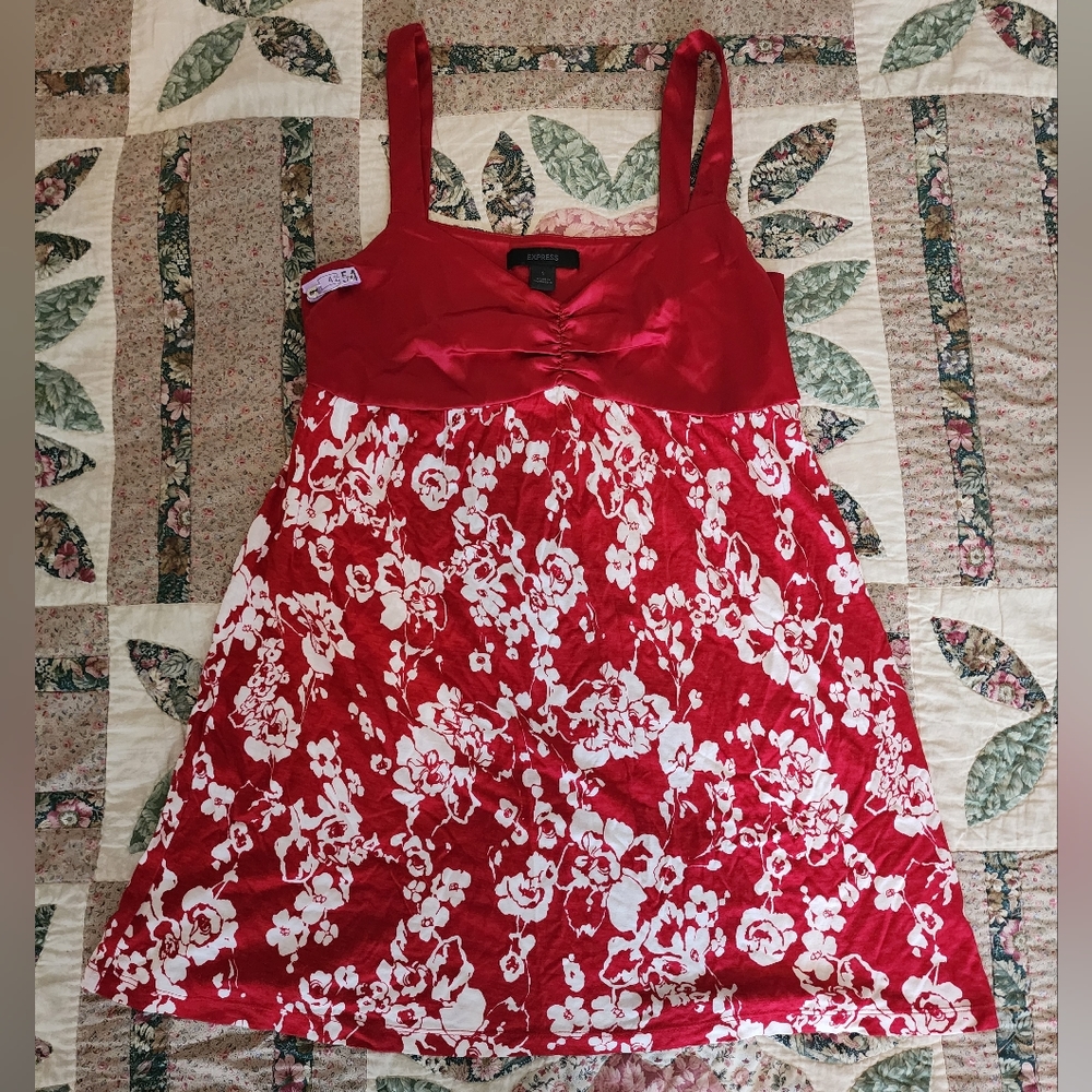 EXPRESS Red Satin and Cotton mini dress